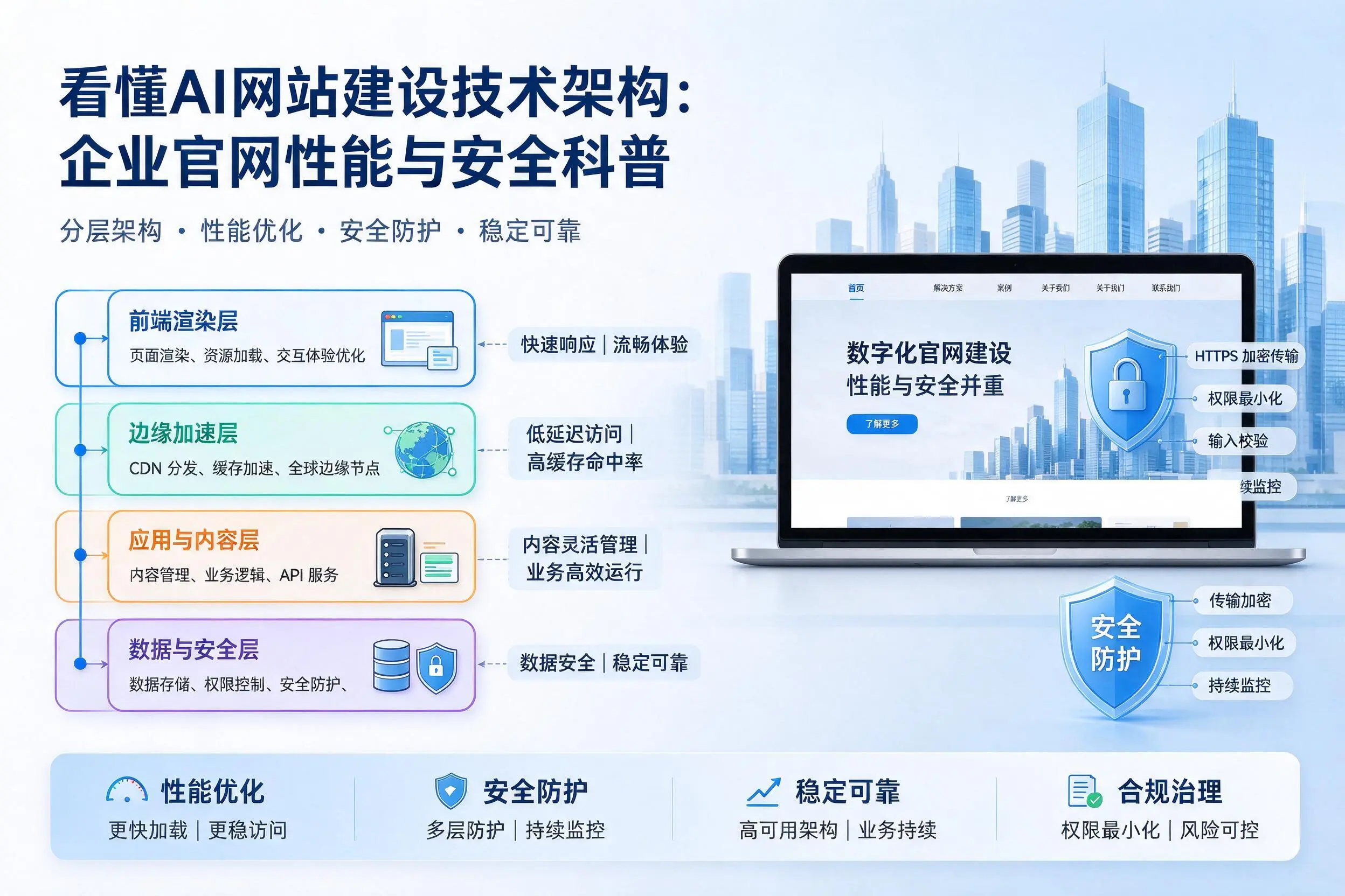 看懂AI网站建设技术架构：德阳企业官网性能与安全科普