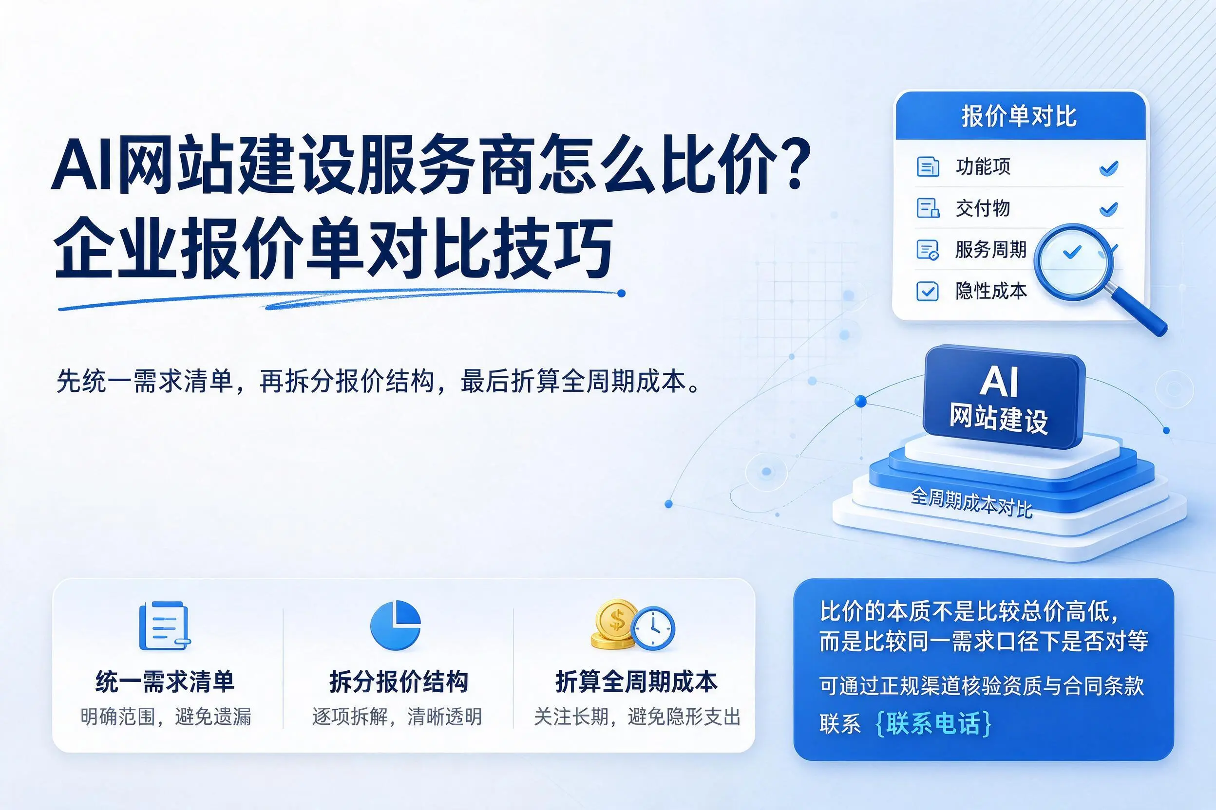 AI网站建设服务商怎么比价？德阳企业报价单对比技巧
