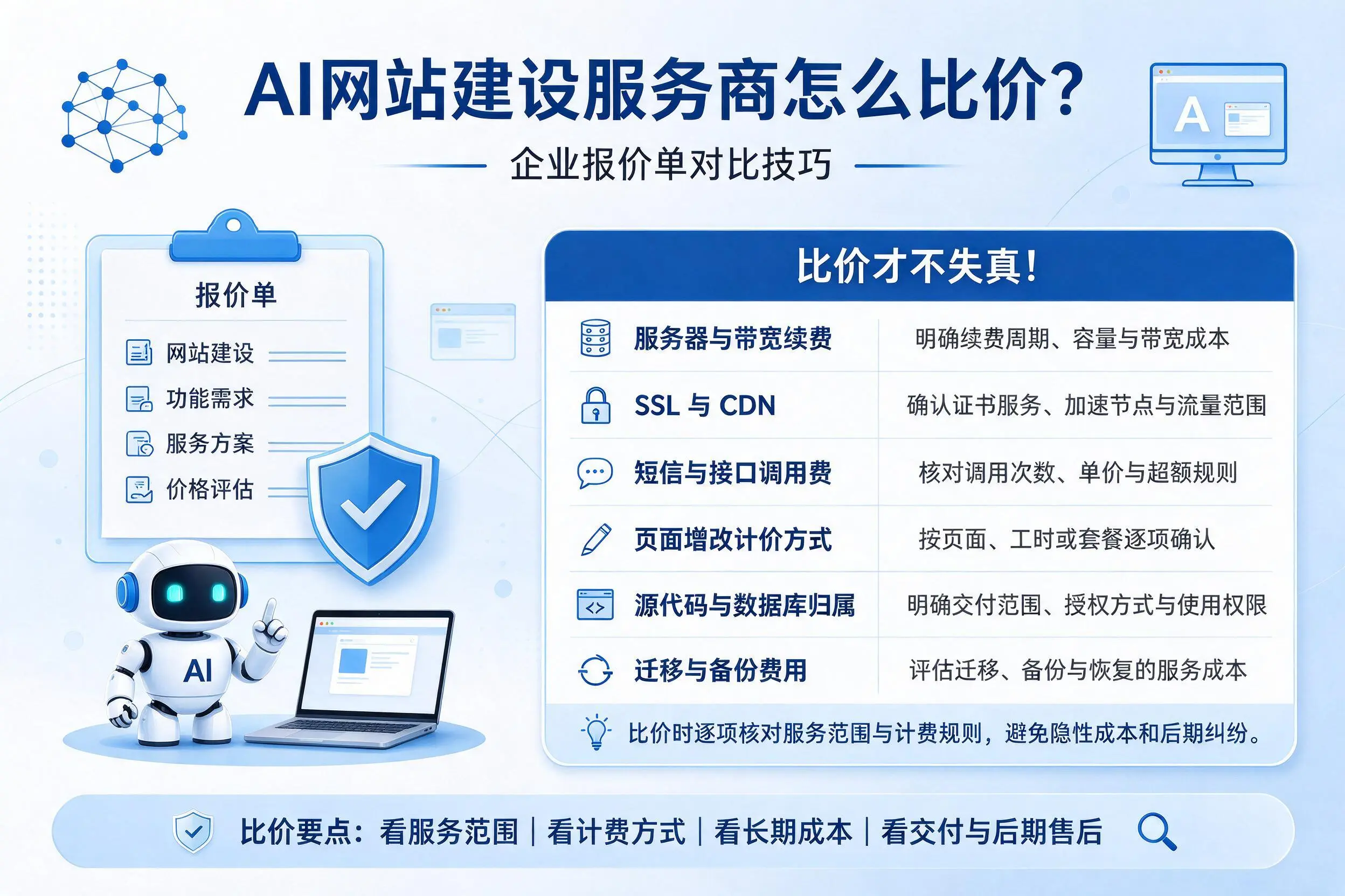 AI网站建设服务商怎么比价？德阳企业报价单对比技巧